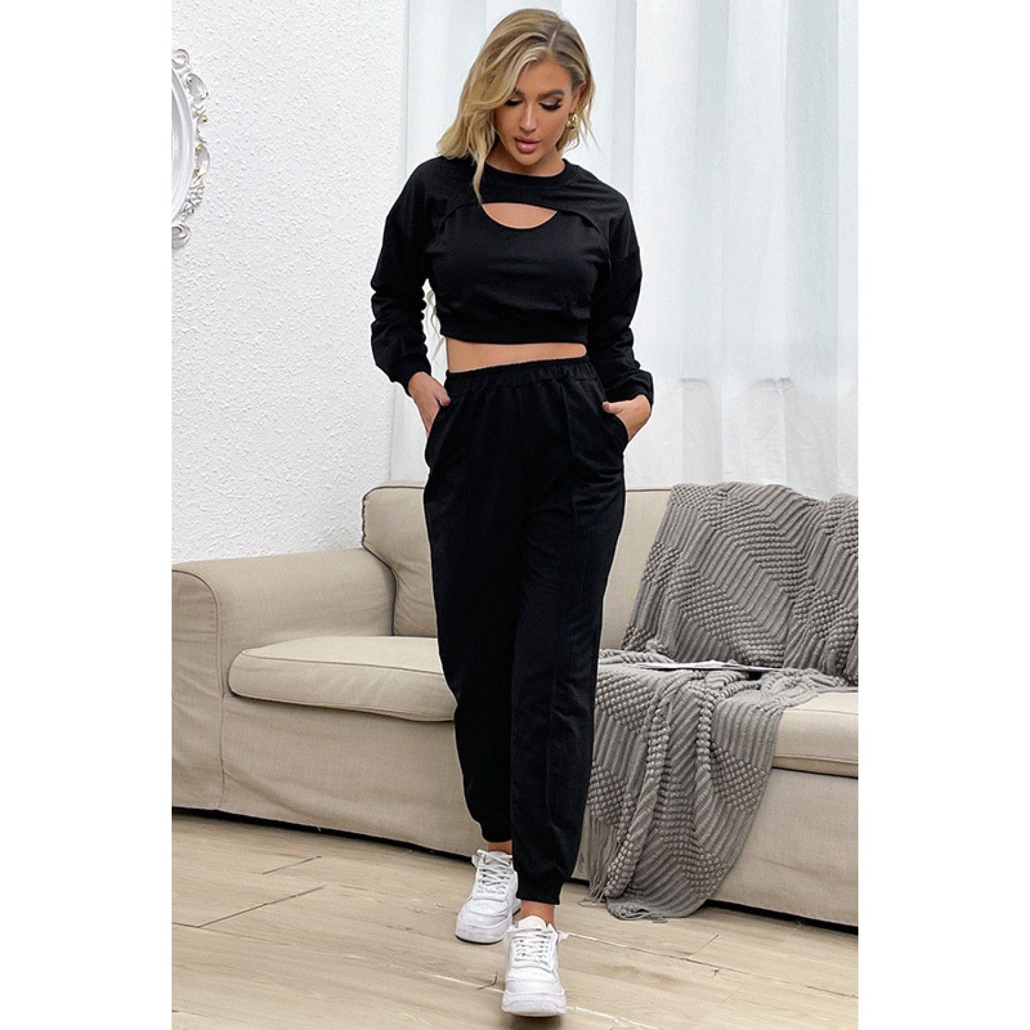 Cut Out Crop Top and Joggers Set - Body By J'ne