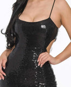 Cut-out Laced Back Mini Sequin Dress - Body By J'ne