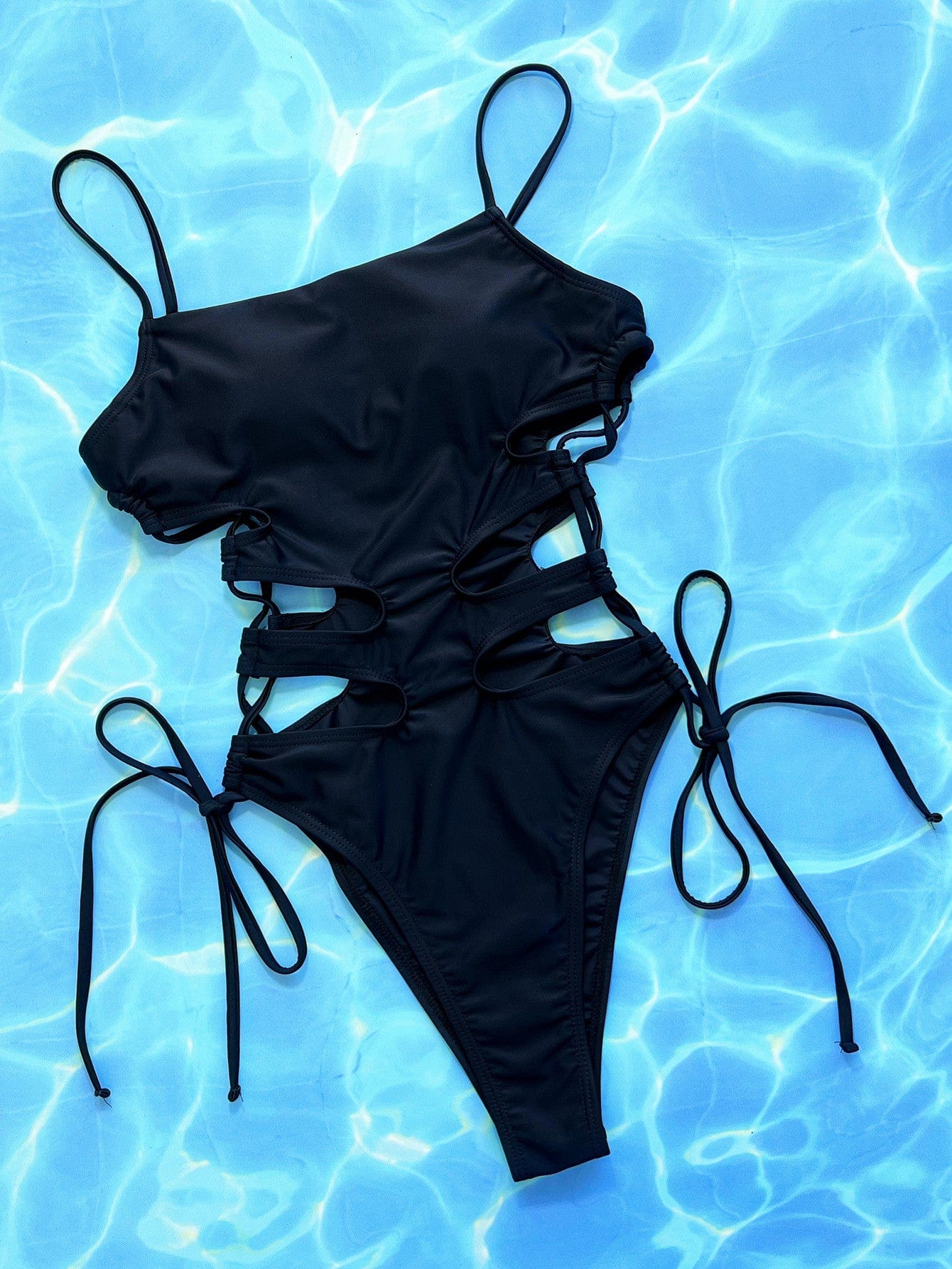 Cutout Lace-Up Spaghetti Strap One-Piece Swimsuit - Body By J'ne