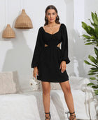 Cutout Long Balloon Sleeve Dress - Body By J'ne