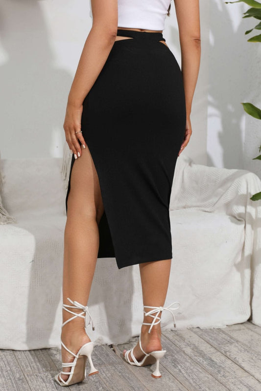 Cutout Slit Midi Skirt - Body By J'ne