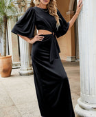 Cutout Split Puff Sleeve Maxi Dress - Body By J'ne