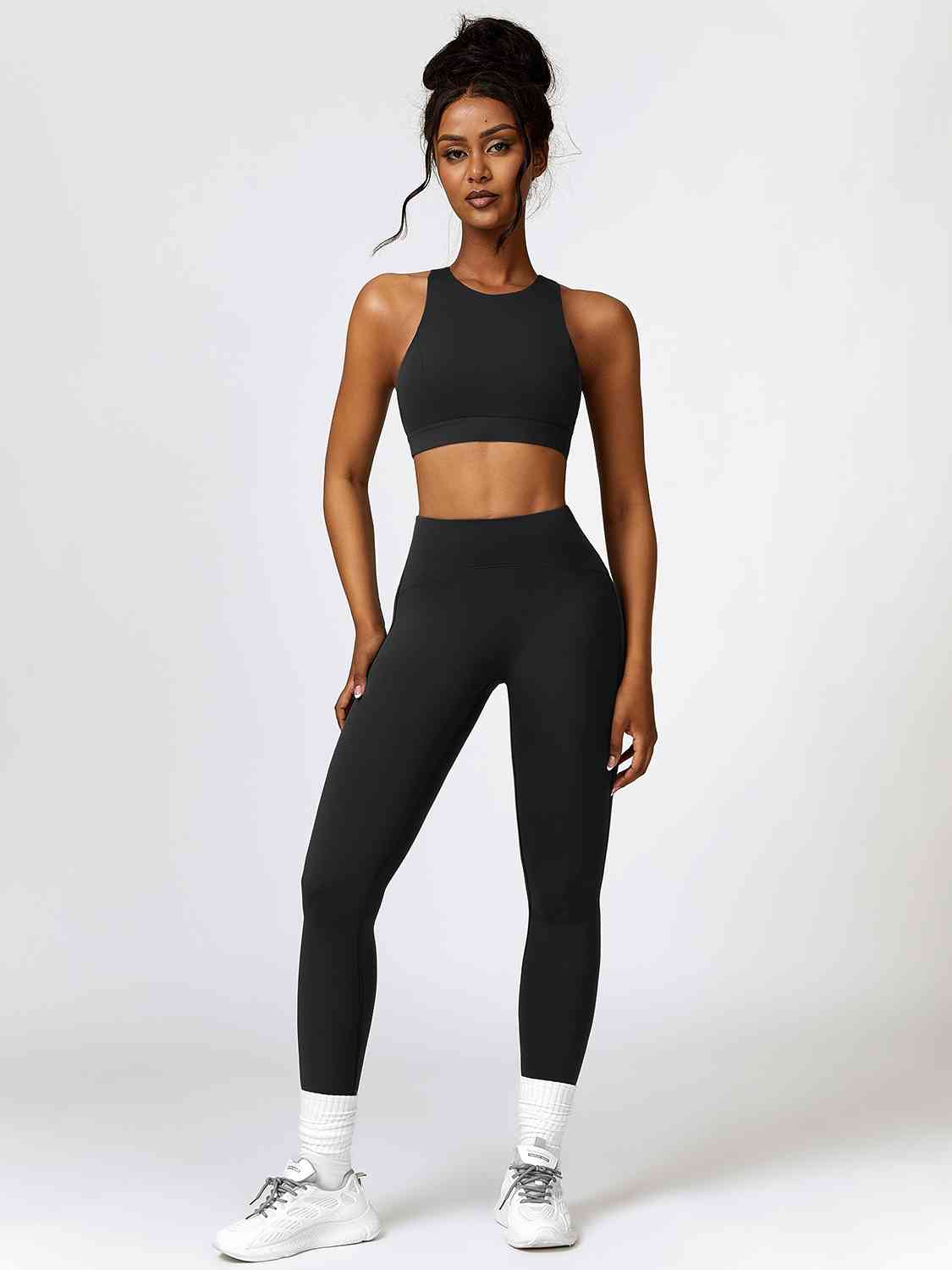 Cutout Cropped Sport Tank and Leggings Set - Body By J'ne