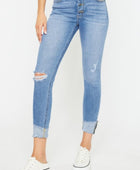 Distressed Cat's Whiskers Button Fly Jeans - Body By J'ne