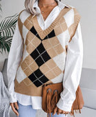 Plaid V-Neck Sweater Vest - Body By J'ne