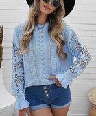 Openwork Lantern Sleeve Dropped Shoulder Sweater - Body By J'ne