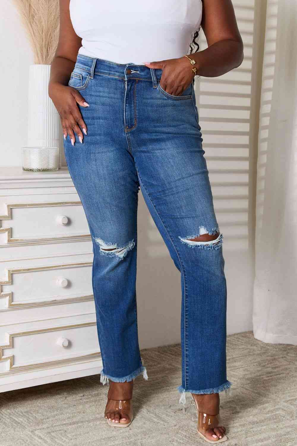 No limits Distressed Raw Hem Jeans - Body By J'ne