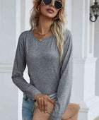 Spliced Lace Ruffled Long Sleeve Tee - Body By J'ne