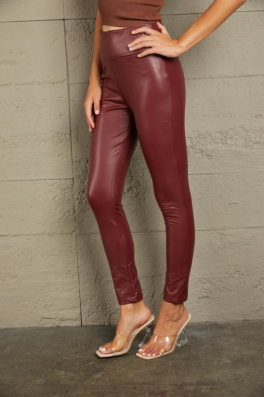 PU High Waist  Straight Pants - Body By J'ne