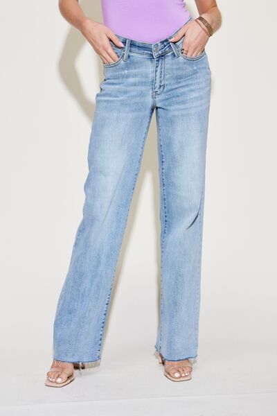 Judy Blue Full Size V Front Waistband Straight Jeans - Body By J'ne