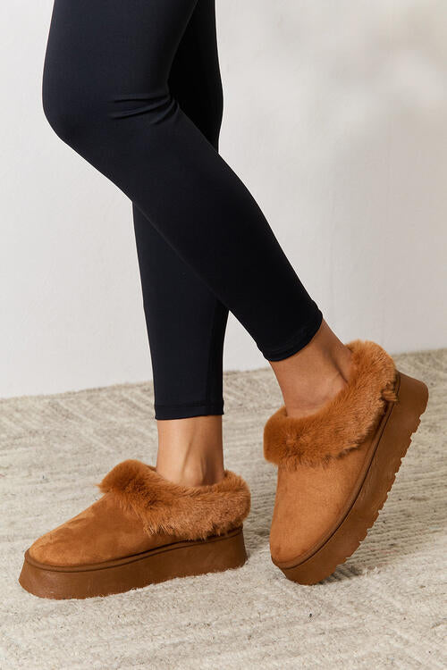 Furry Chunky Platform Ankle Boots - Body By J'ne