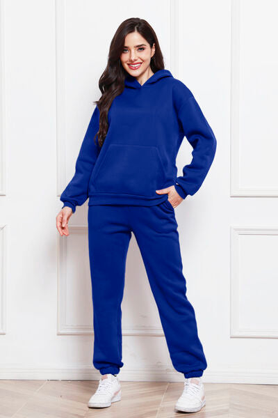 Drop Shoulder Long Sleeve Hoodie and Pants Set - Body By J'ne