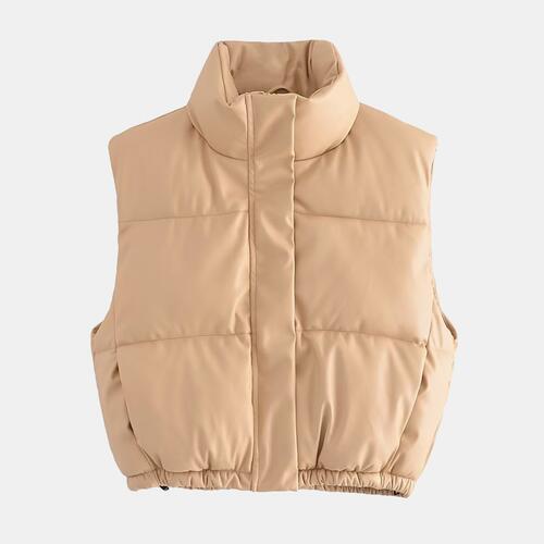 Zip-Up Drawstring Puffer Vest - Body By J'ne