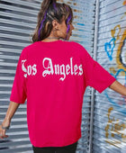 LOS ANGELES Round Neck Dropped Shoulder T-Shirt - Body By J'ne