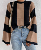 Crew Neck Waffle Drop Shoulder Knit Sweater - Body By J'ne