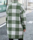 Plaid Dropped Shoulder Cardigan with Pocket - Body By J'ne