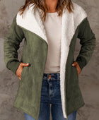 Open Front Long Sleeve Sherpa Jacket with Pockets - Body By J'ne