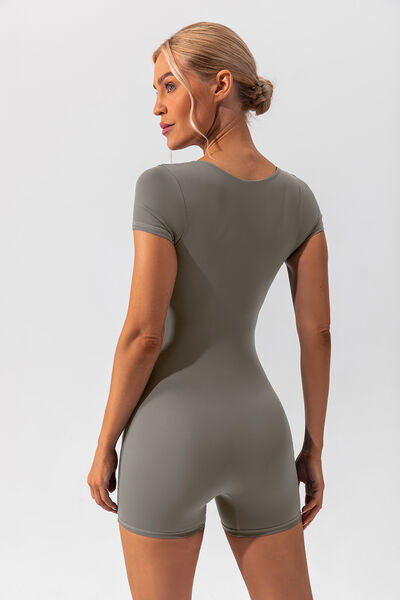 Square Neck Cap Sleeve Active Romper - Body By J'ne