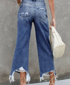 Distressed Raw Hem Jeans with Pockets - Body By J'ne