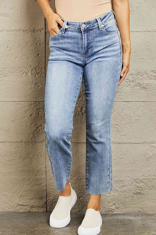 Mid Rise Cropped Slim Jeans