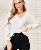 V-Neck Dropped Shoulder Blouse - Body By J'ne