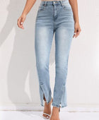 Slit Buttoned Jeans with Pockets - Body By J'ne