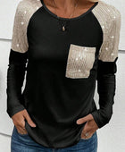 Sequin Round Neck Long Sleeve T-Shirt - Body By J'ne