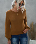 Tied Balloon Sleeve Round Neck Sweater - Body By J'ne