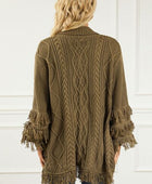 Cable-Knit Fringe Pocketed Cardigan - Body By J'ne