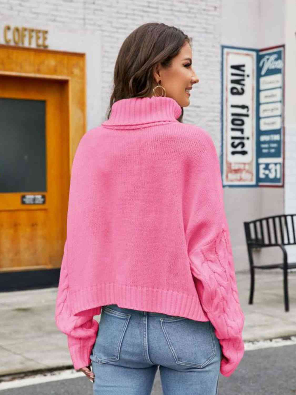 Turtle Neck Cable-Knit Sweater - Body By J'ne