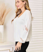 V-Neck Dropped Shoulder Blouse - Body By J'ne