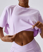 Cropped Round Neck Short Sleeve Active Top - Body By J'ne