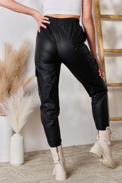 Color 5 Faux Leather Cargo Pants - Body By J'ne