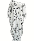 Printed Single Shoulder Lantern Sleeve Maxi Dress - Body By J'ne