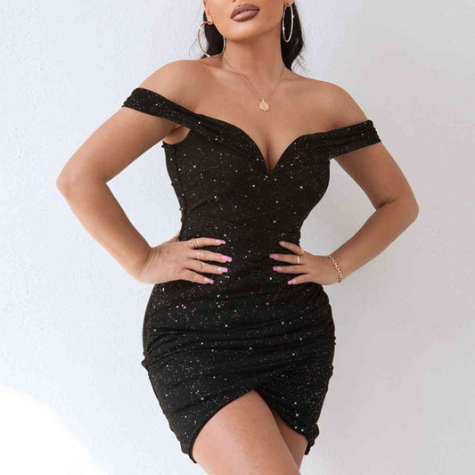 Sequin Off-Shoulder Mini Dress - Body By J'ne