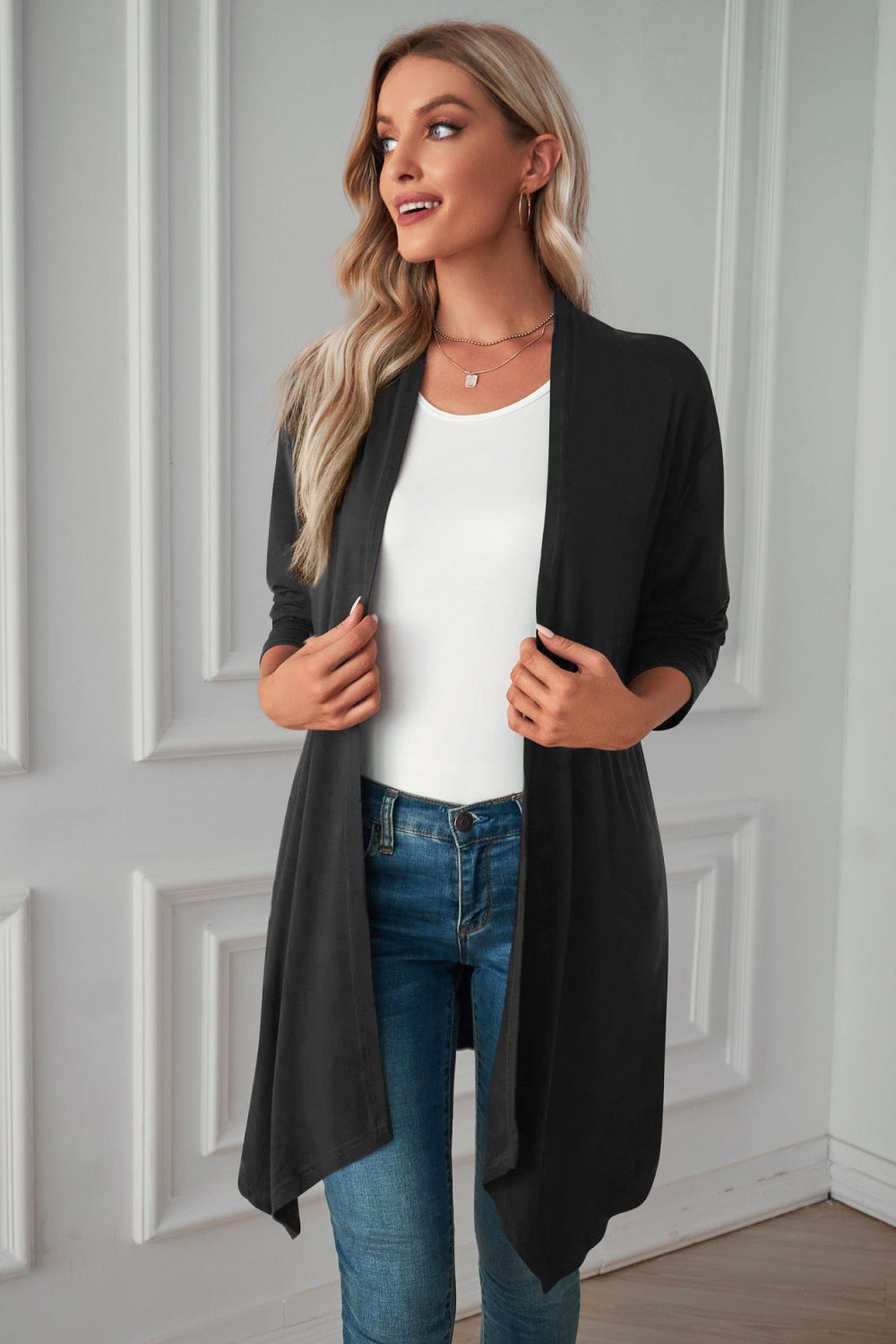 Open Front Long Sleeve Cardigan - Body By J'ne