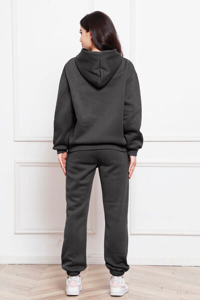 Drop Shoulder Long Sleeve Hoodie and Pants Set - Body By J'ne