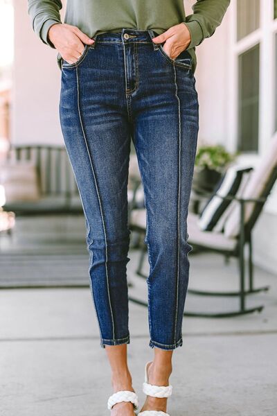 Buttoned Slim Jeans with Pockets - Body By J'ne