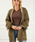 Cable-Knit Fringe Pocketed Cardigan - Body By J'ne