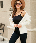 Puff Sleeve V-Neck Fuzzy Cardigan - Body By J'ne