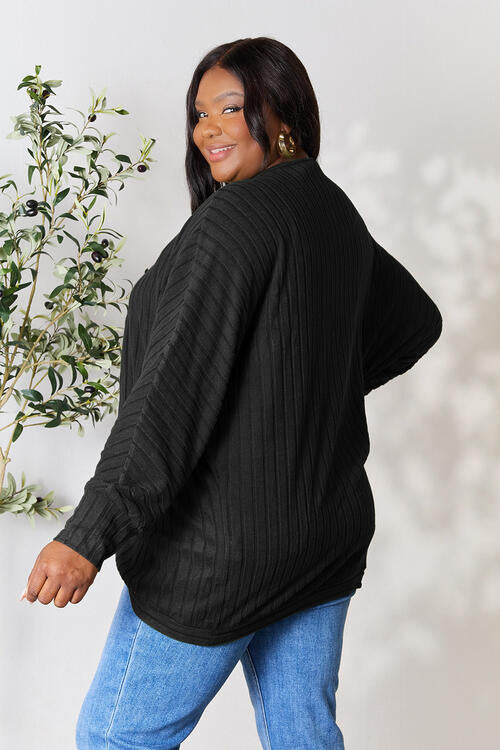 Full Size Ribbed Cocoon Cardigan - Body By J'ne