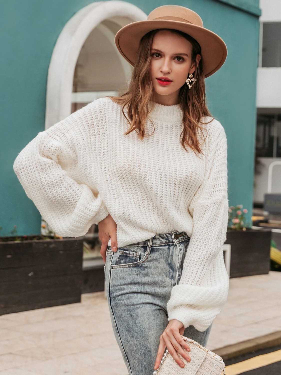 Round Neck Long Sleeve Sweater - Body By J'ne