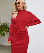 Turtle Neck Long Sleeve Ribbed Sweater Dress - Body By J'ne