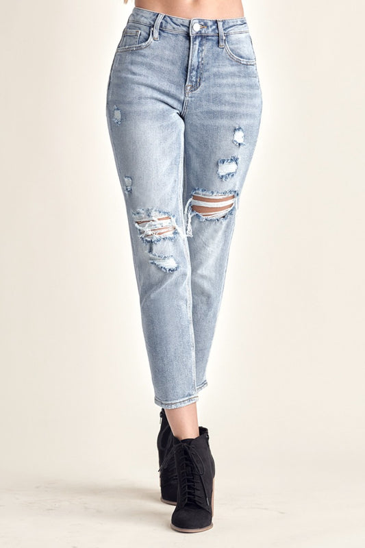 Distressed Slim Cropped Jeans - Body By J'ne