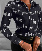 Printed Collared Neck Long Sleeve Shirt - Body By J'ne