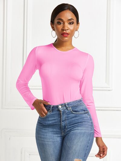 Round Neck Long Sleeve Bodysuit - Body By J'ne