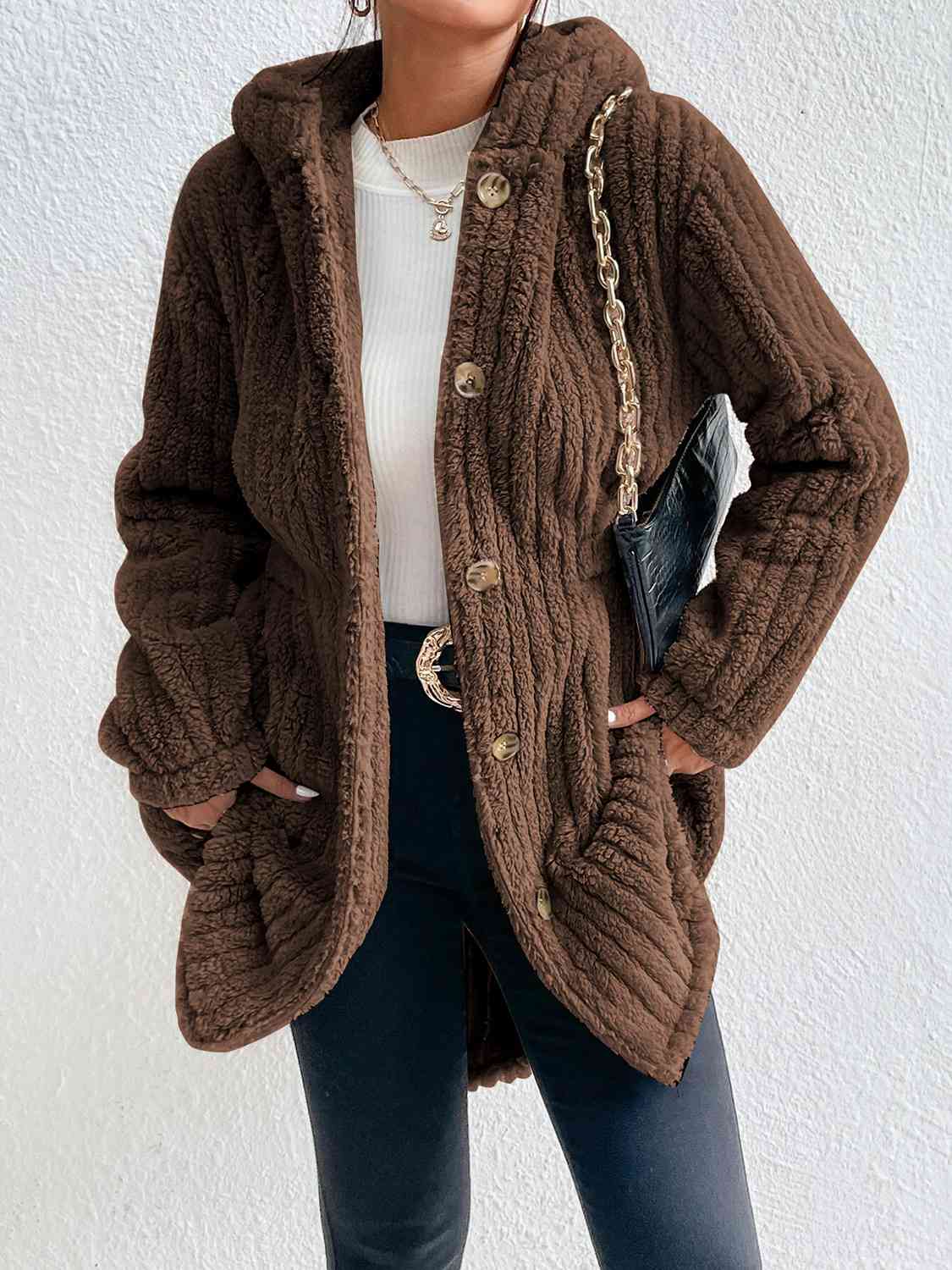 Button Down Hooded Coat - Body By J'ne