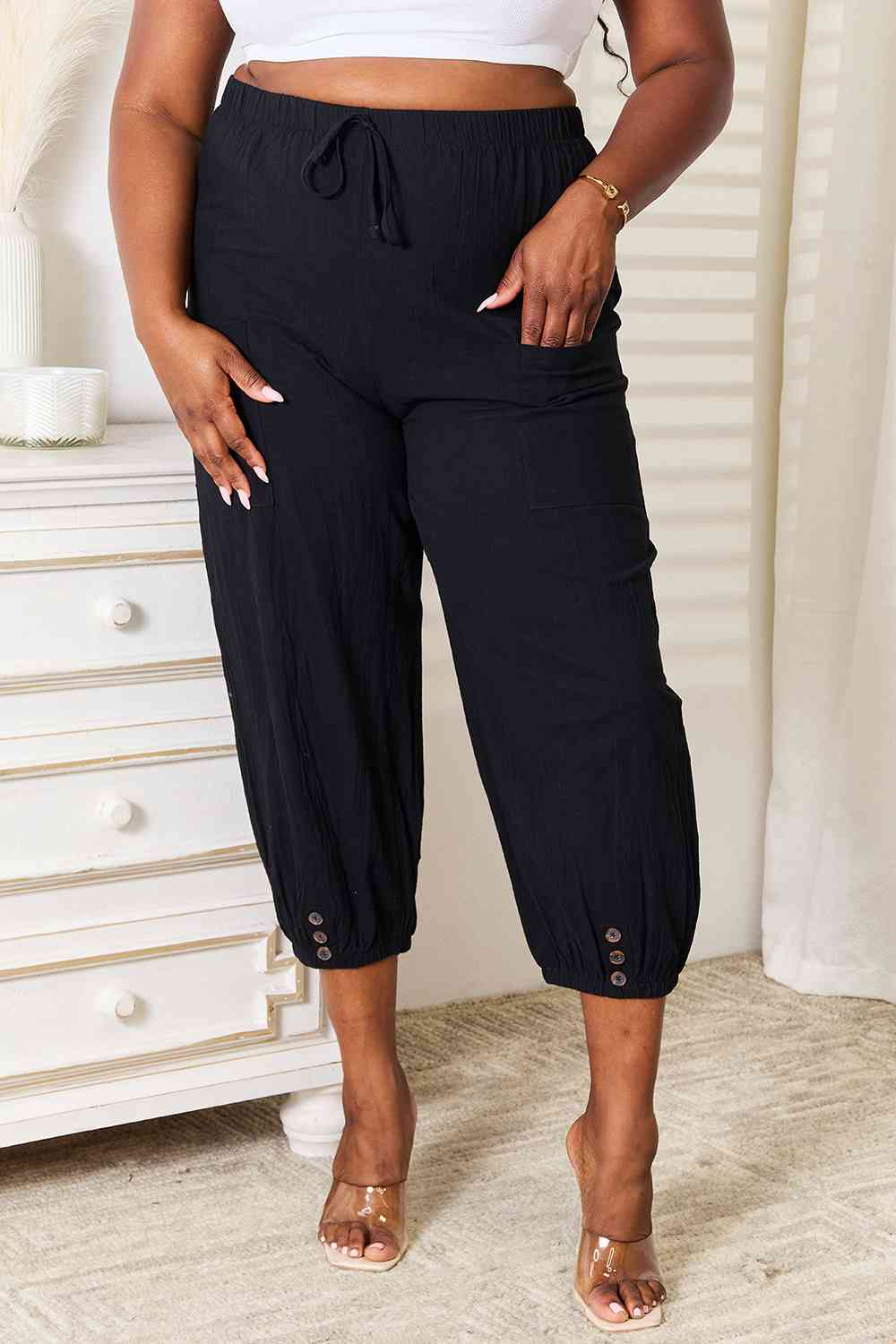 Nikki Decorative Button Cropped Pants - Body By J'ne