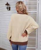 Decorative Button Round Neck Sweater - Body By J'ne