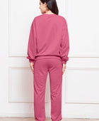 Round Neck Long Sleeve Sweatshirt and Pants Set - Body By J'ne